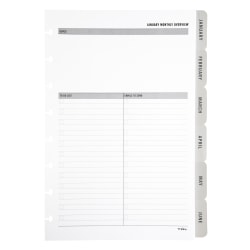 2025 TUL® Discbound Monthly Planner Refill Pages With 12 Tab Dividers, Junior Size, Gray, January To December