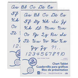 Pacon Chart Tablets, Unruled, 24" x 32", 25 Sheets, Cursive Covers, Pack Of 2 Tablets