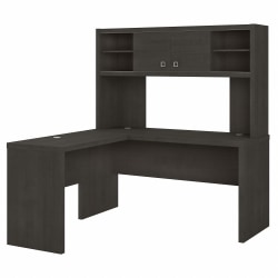 Kathy Ireland Office Echo L-Shaped Desk With Hutch, Charcoal Maple, Standard Delivery