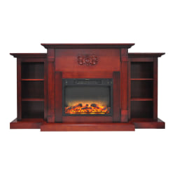 Cambridge® Sanoma Electric Fireplace With Built-In Bookshelves And Enhanced Log Display, Cherry