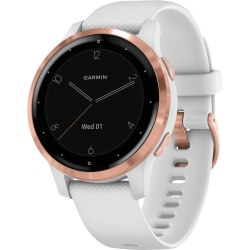 Garmin vi­voactive 4S GPS Watch - Touchscreen - Bluetooth - Wireless LAN - GPS - 168 Hour - Round - 1.57 - Rose Gold - White Case - Glass Lens, Stainless Steel Bezel - Fiber Reinforced Polymer, Polymer Case
