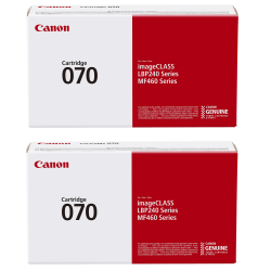 Canon 070 Black Toner Cartridges, Pack Of 2 Cartridges, 5639C001