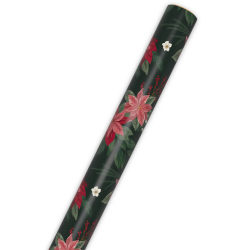 Hallmark Christmas Poinsettias on Black Wrapping Paper Roll (35 sq. ft.)