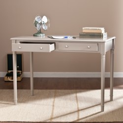 Southern Enterprises Janice 2-Drawer Wood Writing Desk, Gray