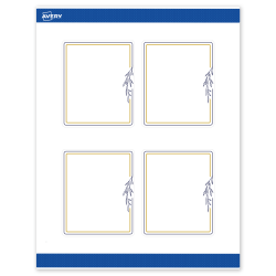 Avery® Print-To-The-Edge Labels With Sure Feed® Technology, S00-DNF-PRWMP10, Rectangle, 4" x 3-1/3", Matte White, Preprinted Gold & Navy Border with Florals Design, Pack Of 40
