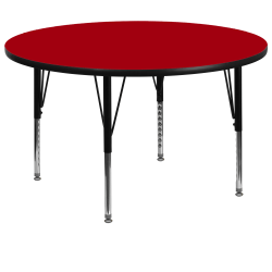 Flash Furniture Round Thermal Laminate Activity Table With Short Height-Adjustable Legs, 25-1/8" x 60", Red