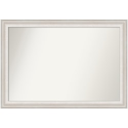 Amanti Art Non-Beveled Rectangle Framed Bathroom Wall Mirror, 28-1/2" x 40-1/2", Trio White Wash Silver