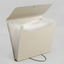 Office Depot® Brand 13-Pocket Poly Expanding File, Letter Size, Warm Beige/Quiet Dots
