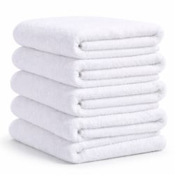 23 Threads Series A202 Bath Towels With Cam Borders, 24" x 50", White, Total Qty 36