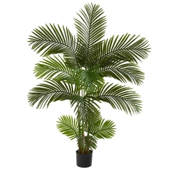 Nearly Natural Areca Palm 60"H Artificial Tree With Planter, 60"H x 27"W x 27"D, Green/Black