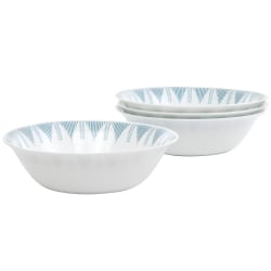 Ultra by Gibson 4-Piece Round Tempered Opal Glass Bowl Set, 7-1/2", Blue