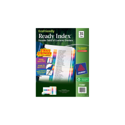 Avery® Customizable Table of Contents Ready Index Dividers with Multicolor Tabs, 31-Tab, 1 to 31, 11 x 8.5, White, 1 Set