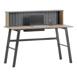 Realspace® Nashira 52"W Desk With Detachable Hutch, Light Oak/Gray