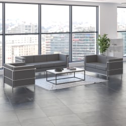 Flash Furniture HERCULES Regal Series Reception Set in LeatherSoft, Gray