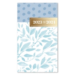 2023-2024 Office Depot® Brand Fashion Monthly Academic Planner, 3-1/2" x 6", Leaves Blue, July 2023 to June 2024, NS35622L