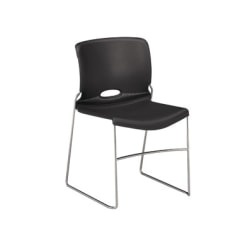 HON® Olson Stacker® Polyurethane Seat, Polymer Back Stacking Chair 17" Seat Width, Lava Seat/Chrome Frame, Quantity: 4