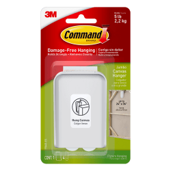 Command™ Jumbo Canvas Picture Hanger, 2 1/4"H x 3 3/8"W x 3/4"D, White