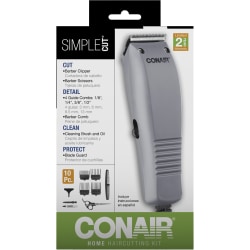 Conair Simple Cut 10-Piece Basic Haircut Kit, Gray