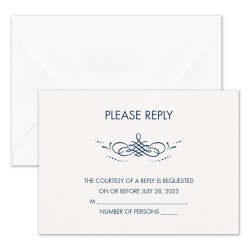 Custom Shaped Wedding & Event Response Cards With Envelopes, 4-7/8" x 3-1/2", Surrounded By Swirls, Box Of 25 Cards