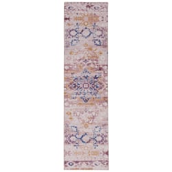 Linon Washable Area Rug, 2' x 8', Treville Pink/Gold
