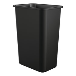 Suncast Commercial Desk-Side Rectangular Resin Trash Can, 10 Gallons, Black, Box Of 12