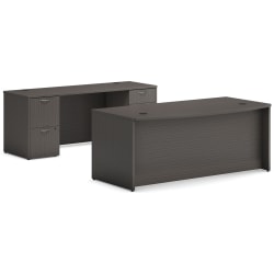 HON® Mod 72"W Executive Workstation Computer Desk And Credenza With Double-Pedestal, Slate Teak