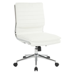 Office Star™ Pro-Line II™ SPX Armless Bonded Leather Mid-Back Chair, White/Chrome
