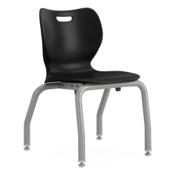 HON SmartLink Plastic 4-Leg Stackable Chairs, Onyx/Platinum, Set Of 4 Chairs