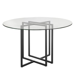 Eurostyle Legend Round Dining Table, 30"H x 48"W x 48"D, Clear/Matte Black