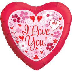 Amscan Love Foil Balloon, 18", Love Daisies & Swirls