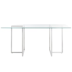 Eurostyle Legend Rectangle Dining Table, 30"H x 66"W x 36"D, Brushed Steel/Clear