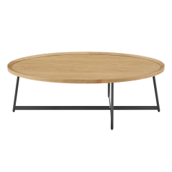 Eurostyle Niklaus Oval Coffee Table, 15-1/2"H x 47"W x 23-1/2"D, Black/Oak