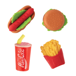 Office Depot® Brand Fun Erasers, Fast Food, Assorted Colors, Pack Of 4