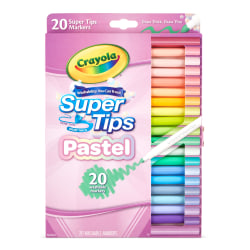Crayola® Pastel Supertip Washable Markers, Fine Point, Assorted Pastel Colors, Pack Of 20 Markers