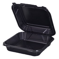 GenPak Harvest Pro Hinged Containers, 9-1/4" x 3", Black, Pack Of 150 Containers