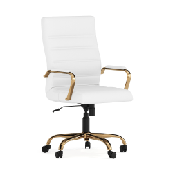 Flash Furniture LeatherSoft™ Faux Leather High-Back Office Chair, White/Gold