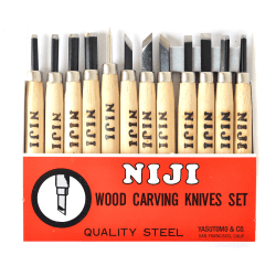 Yasutomo Niji Woodcarving Tools, Set Of 12