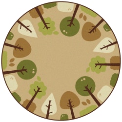 Carpets for Kids® KIDSoft™ Tranquil Trees Decorative Round Rug, 6' x 6', Tan