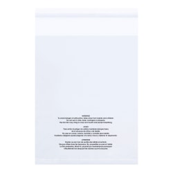 Partners Brand 1.5 Mil Resealable Suffocation Warning Poly Bags, 6" x 9", Clear, Case Of 1000