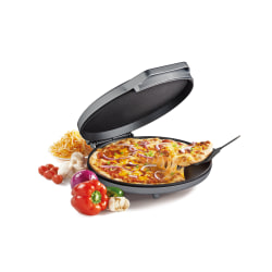 Betty Crocker 12" Pizza Maker And Electric Grill, 3-1/2"H x 13"W x 16"D, Silver