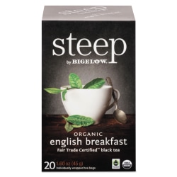 Bigelow® Steep Tea, English Breakfast, 1.6 Oz, Box Of 20 Bags