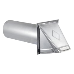 Lambro 26-Gauge Galvanized Steel Wall Exhaust Hood Bath Fan Vent with Damper, Wire-Mesh Screen, and 11- in. Pipe, Silver, 34400GMS