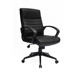 Boss Office Products Ribbed Back Ergonomic Faux Leather High-Back Task Chair, Black