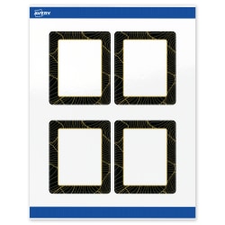 Avery® Printable Labels With Sure Feed® Technology, S00-ETG, Rectangle, 4" x 3-1/3", Glossy White With Preprinted Black/Gold Vein Border, Pack Of 40