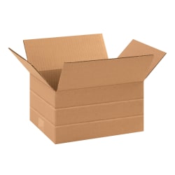 Partners Brand Multi-Depth Corrugated Boxes, 10" x 8" x 6", Kraft, Bundle Of 25 Boxes