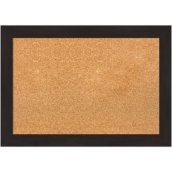 Amanti Art Rectangular Non-Magnetic Cork Bulletin Board, Natural, 28" x 20", Furniture Espresso Narrow Plastic Frame