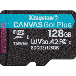 Kingston Canvas Go! Plus SDCG3 128 GB Class 10/UHS-I (U3) microSDXC - 170 MB/s Read - 90 MB/s Write - Lifetime Warranty