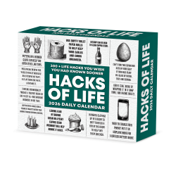 2026 Willow Creek Press Page-A-Day Daily Desk Calendar, 6-1/4" x 5-1/2", Hacks of Life, January To December, 54215