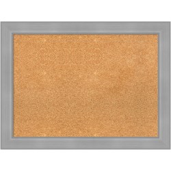 Amanti Art Cork Bulletin Board, 32" x 24", Natural, Vista Brushed Nickel Polystyrene Frame