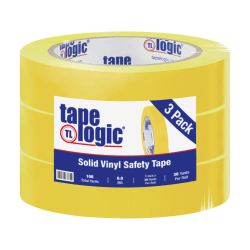 BOX Packaging Solid Vinyl Safety Tape, 3" Core, 1" x 36 Yd., Yellow, Case Of 3